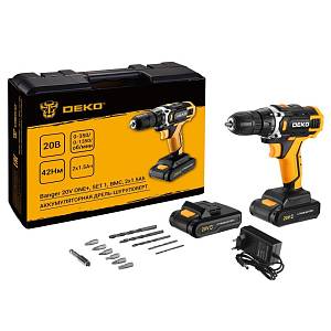 Аккумуляторная дрель-шуруповерт DEKO Banger 20V ONE+ SET1 в кейсе, 2х1.5Ач 083-1110