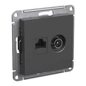 ATN001489 - AtlasDesign Розетка 2-я ТВ + компьютерная RJ45, кат. 5Е, БАЗАЛЬТ