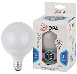 Лампочка светодиодная ЭРА STD LED G95-15W-4000K-E27 E27 / Е27 15Вт шар нейтральный белый свет