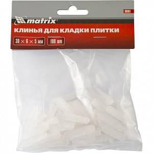 Клинья, 30 х 6 х 5мм, для кладки плитки, 100 шт Matrix Клинья, 30 х 6 х 5мм, для кладки плитки, 100 шт Matrix