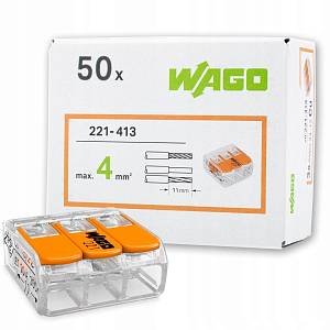 WAGO 221-413 Клеммник безвинтовой 3х(0,14-4,0) мм2 для медного провода 50 шт. WAGO 221-413 Клеммник безвинтовой 3х(0,14-4,0) мм2 для медного провода 50 шт.