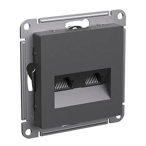 ATN001485 AtlasDesign Розетка двойная компьютерная RJ45+RJ45, кат. 5е, мех., БАЗАЛЬТ