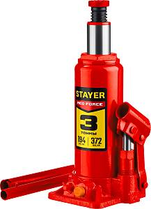 STAYER RED FORCE, 3 т, 194 - 372 мм, бутылочный гидравлический домкрат, Professional (43160-3)