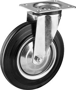 ЗУБР d 200 мм, г/п 185 кг, игольчатый подшипник, резина/металл, поворотное колесо, Профессионал (30936-200-S)