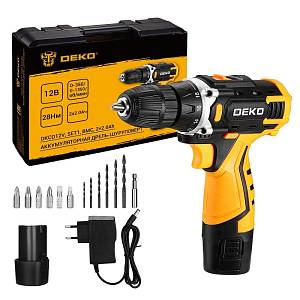 Аккумуляторная дрель-шуруповерт DEKO DKCD12V SET1 в кейсе + оснастка 13 шт, 2*2,0 А·ч 083-1022