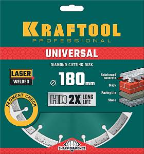 KRAFTOOL Universal, 180 мм, (22.2 мм, 10 х 2.6мм), сегментный алмазный диск (36680-180)