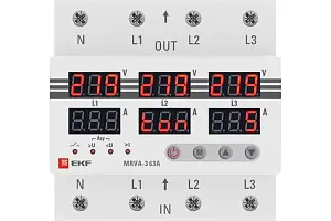 Трехфазное реле напряжения и тока с дисплеем MRVA-3, 63A / MRVA-3 63A / EKF