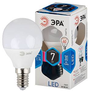 Лампочка светодиодная ЭРА STD LED P45-7W-840-E14 E14 / Е14 7Вт шар нейтральный белый свет
