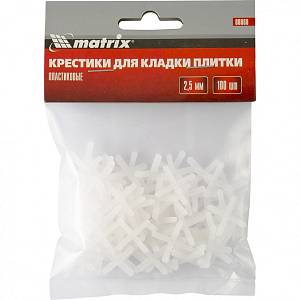 Крестики, 2.5 мм, для кладки плитки, 100 шт Matrix Крестики, 2.5 мм, для кладки плитки, 100 шт Matrix